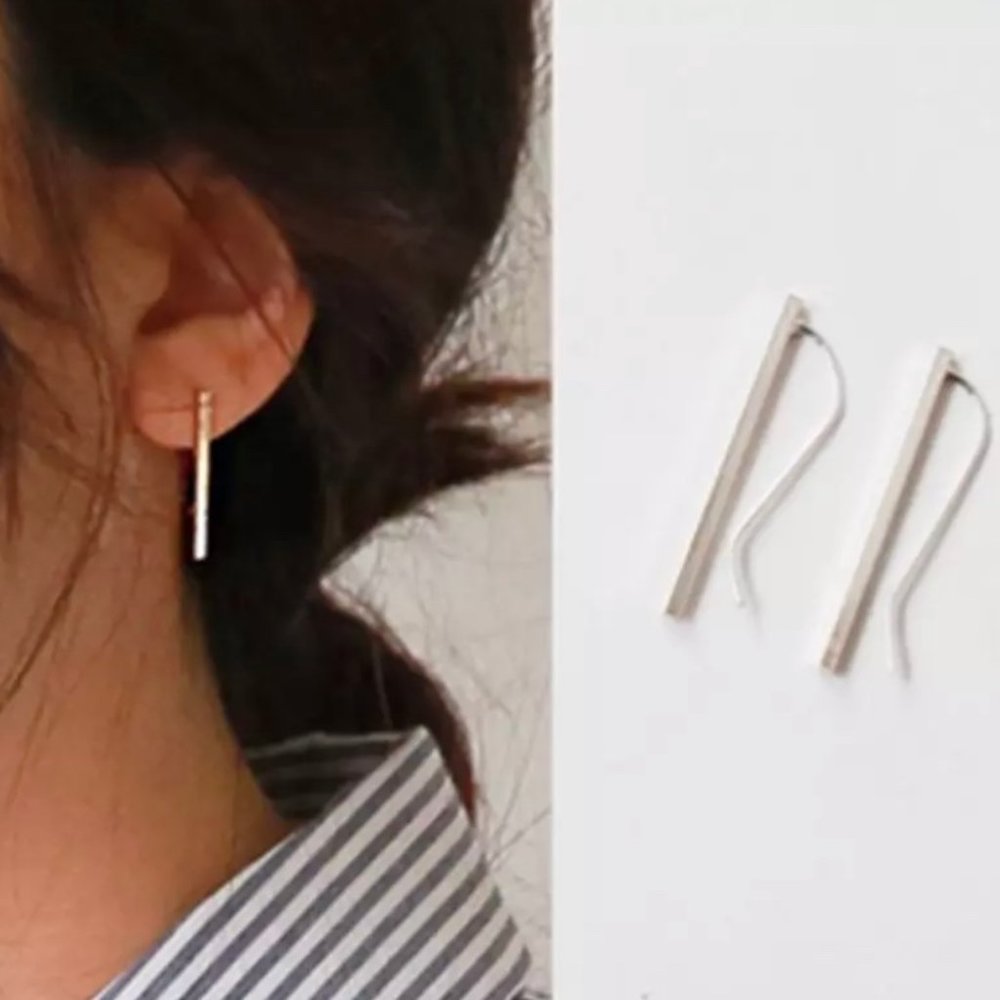Classic Silver Color Drop Earrings Elegant